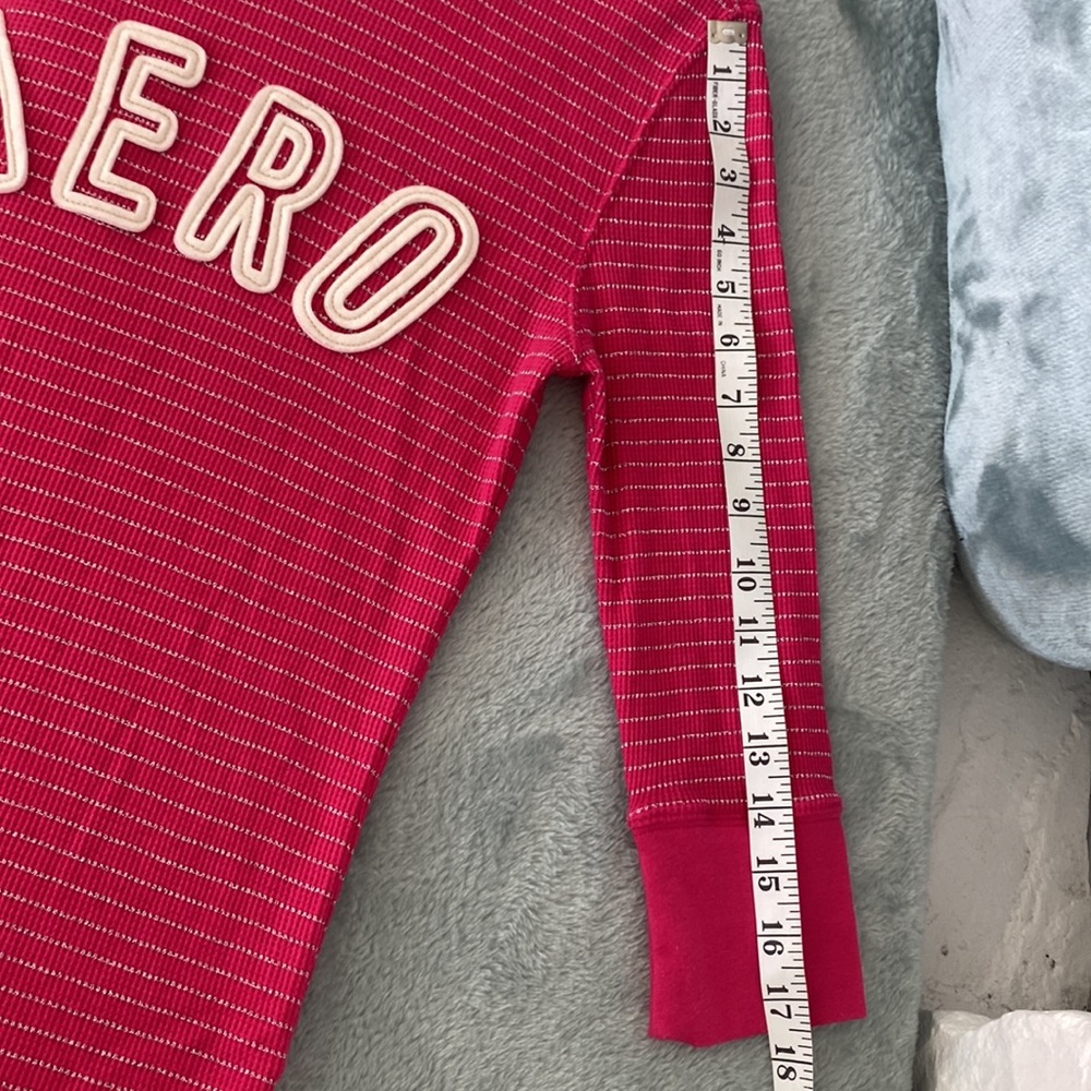 Aeropostale Stretch XL Juniors Hot Pink and silver striped 3/4 sleeve W/ AERO - Picture 9 of 12